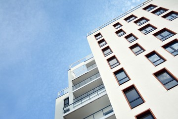 Modern European residential apartment buildings quarter. Abstract architecture, fragment of modern urban geometry.