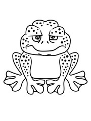 unglücklicher trauriger sitzender frosch kopf kröte großer mund gesicht augen kopf zähne lustig comic cartoon design cool grinsen verrückt clipart