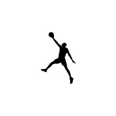 Fototapeta na wymiar slam dunk basketball silhouette vector logo design illustration