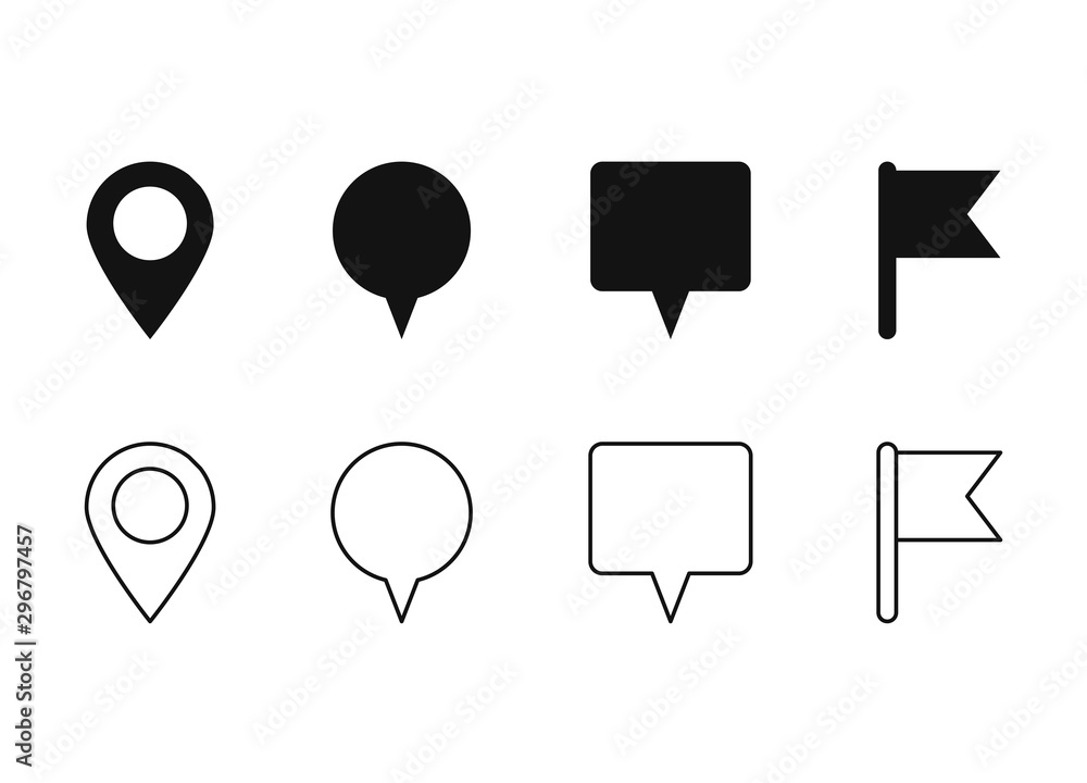 Wall mural location pins vector icons set