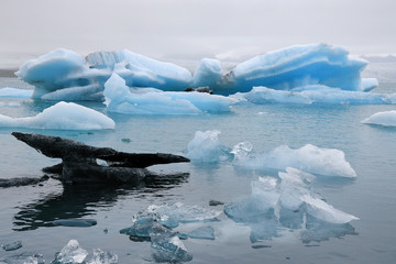 Abstract ishaped ice at Jokulsarlon Lagoon in Iceland, Europe