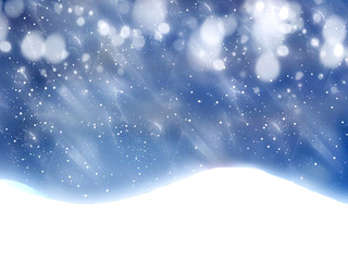 winter christmas background with snow and fir branches frame