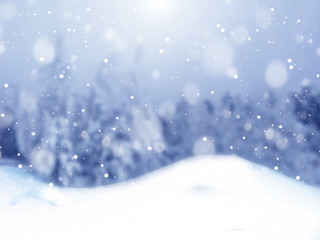 winter christmas background with snow and fir branches frame