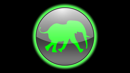 Elephant icon vector design. Green neon icons with animals. Animals icons vector. 