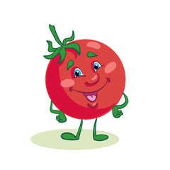 Funny cartoon Tomato on a white background