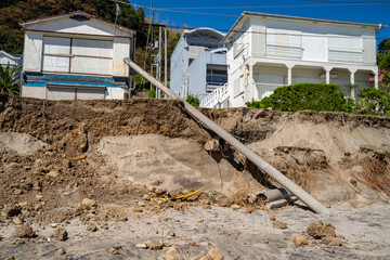 Rubble after river flooding disaster, Japan