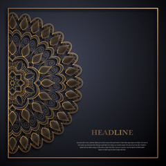 Gold and black greeting card template in retro style. Great design for any purposes: invitation, flyer, menu, brochure or leaflet