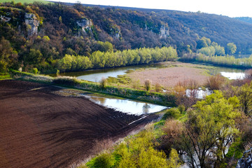 Fototapeta na wymiar agricultural lands flooded by the river