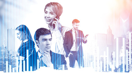 Successful business team, digital chart