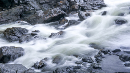 Water flowing in river on rocks