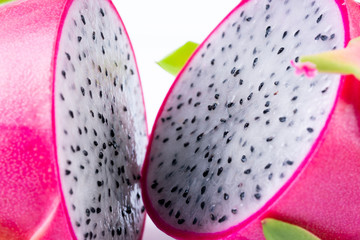 Ripe dragon fruit on white background