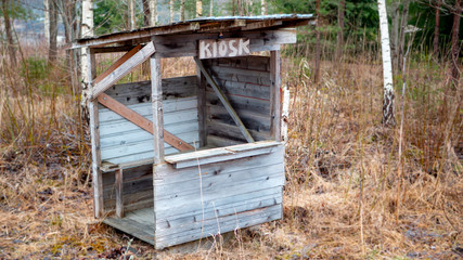 Old abandoned kiosk in the middle of nowhere