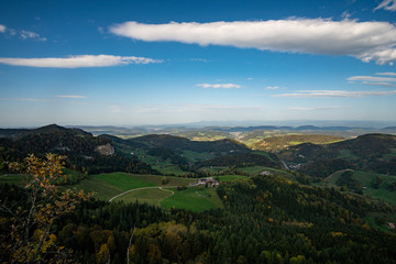Fototapeta premium Aussicht von der Belchenflue an einem schönen Herbsttag im Baselbiet