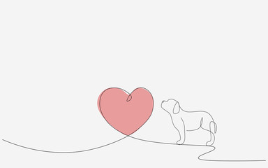 Heart background with puppy love, valentines day vector illustration