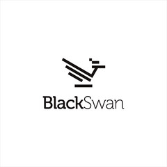 simple modern line swan with black color for logo design or print art template
