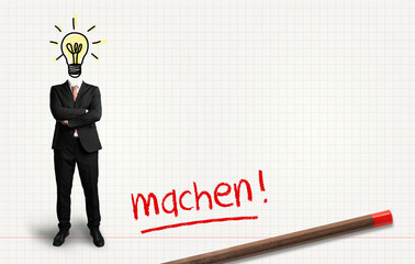 headless businessman with idea