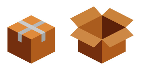 Fototapeta premium brown cardboard box icon isolated on white background. vector Illustration.