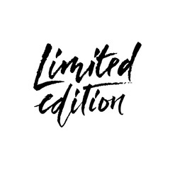 Limited edition. Ink handwritten lettering. Modern dry brush calligraphy. Typography poster design. Vector illustration.