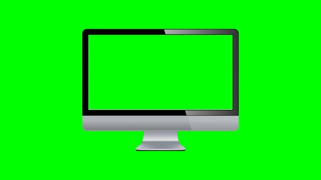 Zoom out Shot of a monitor with Horizontal Green Screen Mock Up