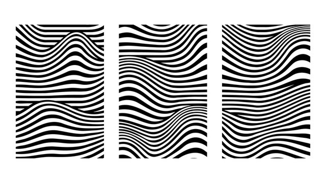 Black and White Vector Wave Lines Pattern Abstract Background. Vector illustration . 