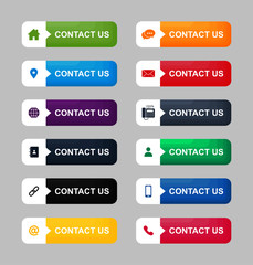 set icons of contact us button Isolated on white background. Vector Illustration.