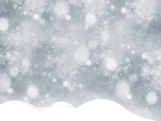 winter christmas background with snow and fir branches frame