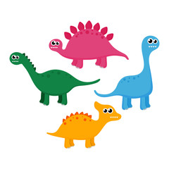 collection of dinosaurs isolated on white background. illustration vector.