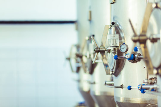 Brewing Equipment Inside Of A Brewery