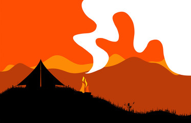 campeggio, tenda, accamparsi, fuoco, tarp