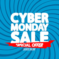 Cyber Monday Sale, special offer, poster design template, vector illustration