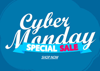 Cyber Monday Sale, special offer, poster design template, vector illustration