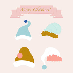 Vector illustration with cute santa hats