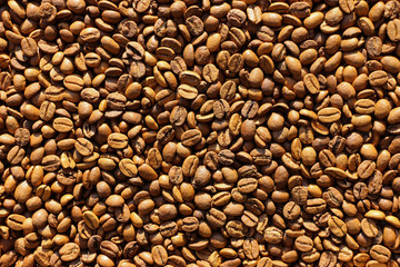 Coffee beans arabica robusta medium roast background