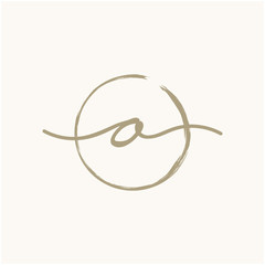 Letter O With Circle Brush Logo. Creative fashion logo design. handwritten logo for identity - Vector
