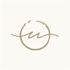 Letter U With Circle Brush Logo. Creative fashion logo design. handwritten logo for identity - Vector