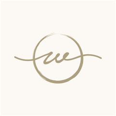Obraz premium Letter W With Circle Brush Logo. Creative fashion logo design. handwritten logo for identity - Vector