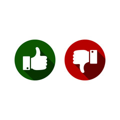 set of like and unlike icons. thumb up and down isolated on white background. vector Illustration.