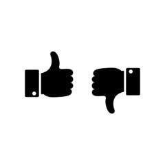 set of like and unlike icons. thumb up and down isolated on white background. vector Illustration.