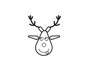 funny reindeer shaped christmas icon
