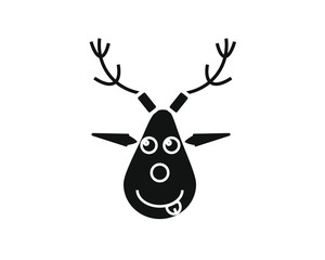 funny reindeer shaped christmas icon