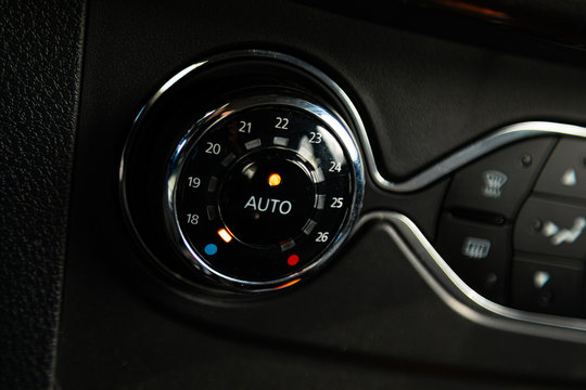 Close-up of automotive air-conditioning unit inside modern automobile