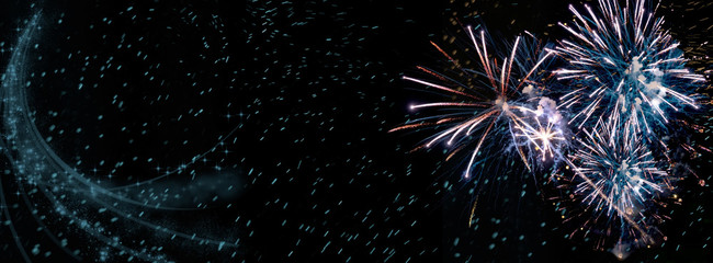 Fireworks, colorful sylvester-fireworks with sparks on black background 