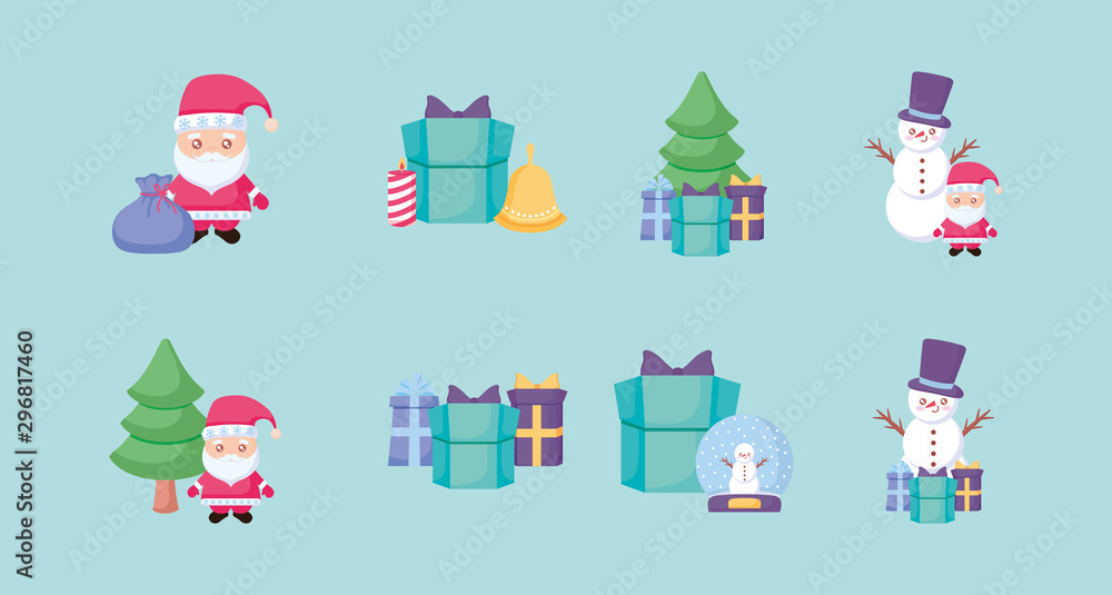 Sticker bundle of christmas with icons set