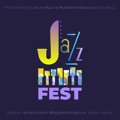 Jazz fest hand drawn flat colorful music vector icon