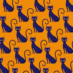 pattern of black halloween cat