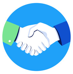 Business handshake icon. Handshake of business partners. Business handshake. Successful deal. Vector flat style icon isolated on white background