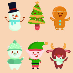 set of christmas icons. flat design illustration