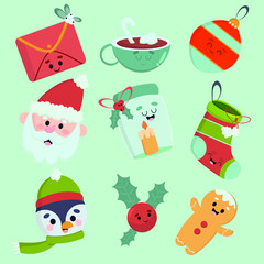 set of christmas icons. flat design illustration