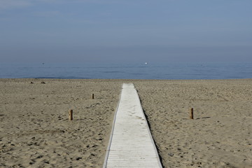 Sea and sand at Mediterranean coast of Italy. Beautiful Toscana