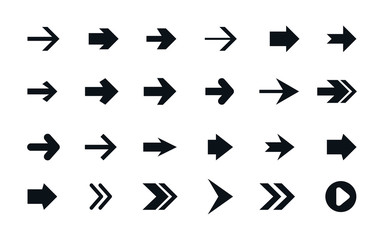 Set arrows mark flat style symbol. Vector icon set of arrow pointer